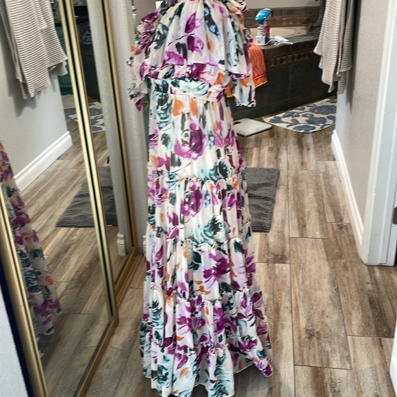 MISA LOS ÁNGELES Mila Ruffled Pink Maxi Dress size small - Picture 5 of 11